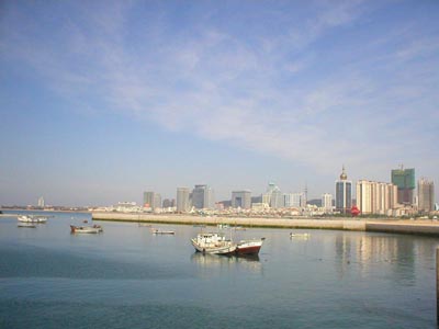A view of the sailing venue of the Beijing Olympic Games in Qingdao. [BOCOG] 