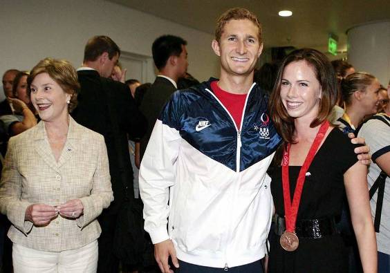 Ryan Lotchte and Jenna Bush pose for photo.