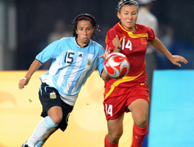 China downs Argentina 2-0 in Olympic women's soccer