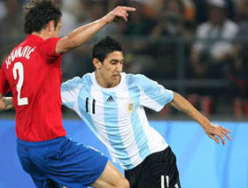 Argentina competes with Serbia 