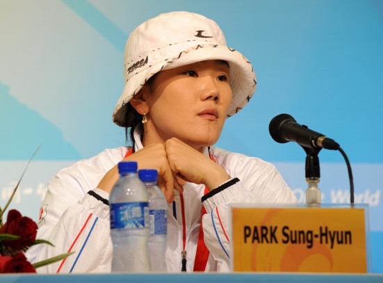 Chinese Zhang Juanjuan beat South Korean Park Sung-Hyun 110-109 to win the women's individual archery gold medal at the Olympic Games in Beijing on August 14. South Korean Yun Ok-hee downed DPR Korean Kwon Un-sil 109-106 for the bronze medal. [Xinhua]