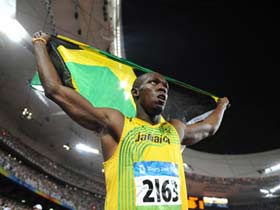 Usain Bolt of Jamaica wins 100m gold