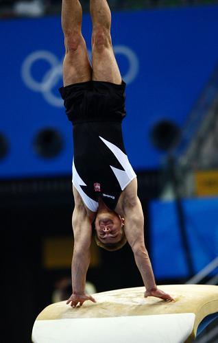 Poland's gymnast Leszek Blanik claimed the men's vault title