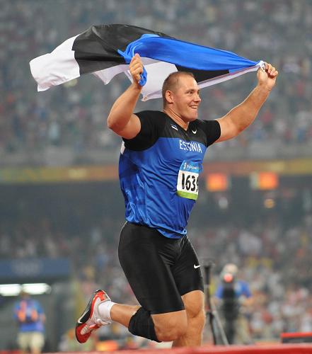 Estonia's Gerd Kanter won the men's discus throw gold at the Beijing Olympic Games on Tuesday. [Xinhua] 