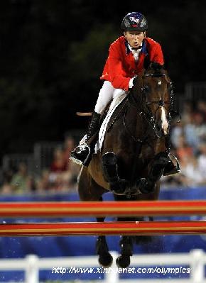 The team of the United States won the gold medal of team jumping of the Beijing 2008 Olympic Games equestrian events with total penalities of 20 and 0 in jump-off. 