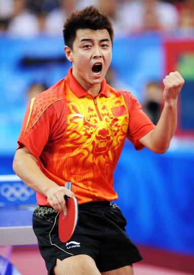 China lifted the men's Olympic team table tennis crown Monday after dowing European powerhouse Germany 3-0 in the final. [Xinhua]