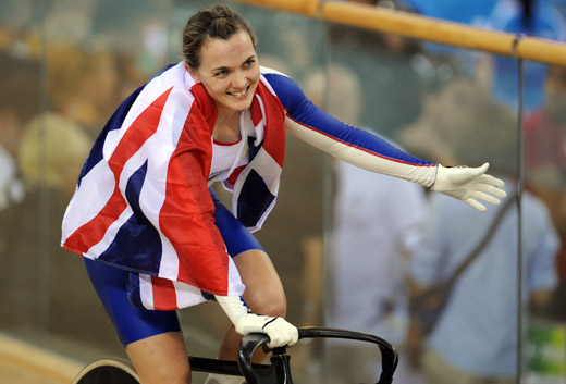 Victoria Pendleton of Britain won the Women's Sprint Cycling gold medal at the Beijing Olympic Games here on August 19, 2008. Australian Anna Meares finished second and Chinese Guo Shuang got the bronze. [Xinhua]