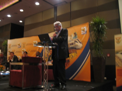 Essop Pahad, South Africa's Minister in the Presidency, made a speech at the 2010 World Cup Press Conference held in Beijing on August 21, 2008. 