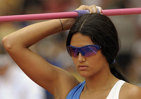 Leryn Franco of Paraguay is pictured during the women's javelin throw qualification round at the 'Bird's Nest' National Stadium during the 2008 Beijing Olympic Games on August 19, 2008. Leryn Franco has been named by many the most beautiful woman at this year's Olympics. [Xinhua]