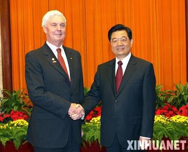 The Chinese President also met with Australian Governor-General Michael Jeffery. 