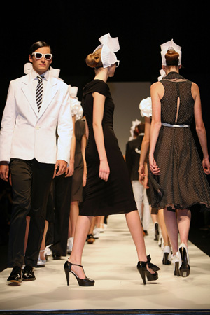 Models present the creation by Argentine designer Ramirez during the Buenos Aires Fashion Week, Argentina, Aug. 20, 2008. Over 40 shows were held during the fashion week which closed on Aug. 23. 