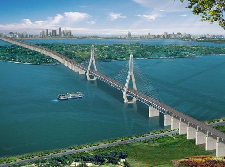 Digital picture of the Tianxingzhou Yangtze River Bridge. [File photo]