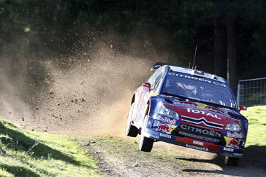 France's Sebastien Loeb in action during the shakedown stage of the Rally of New Zealand at the Mystery Creek Event Center in Hamilton yesterday.