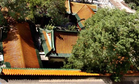 Roofs of glazed tiles shine under the sun at a courtyard in central Beijing, China, Aug. 31, 2008. Beijing saw an extra bright sunshine on Sunday.