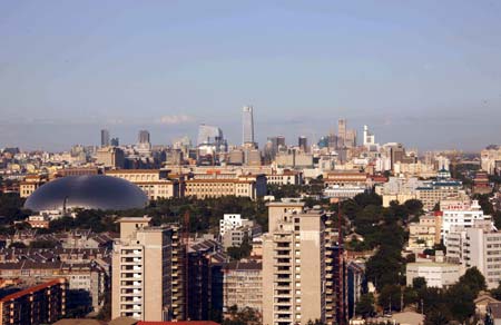 Photo taken on Aug. 31, 2008 shows the urban area of Beijing, China. Beijing saw an extra bright sunshine on Sunday.