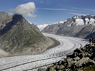 The Aletsch glacier, the largest in the Alps. The United Nations has warned that swathes of mountain ranges worldwide risk losing their glaciers by the end of the century if global warming continues at its projected rate. [Agencies]