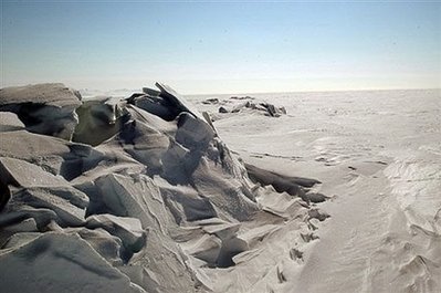 This handout photo shows the surface crack of the Ayles Ice Island, seen in 2007, on the north coast of Ellesmere Island in Nunavut, Canada. Two ice shelves in Canada's far north have lost massive sections since August while a third ice shelf now is adrift in the Arctic Ocean, said researchers Wednesday who blamed climate change. [Agencies]