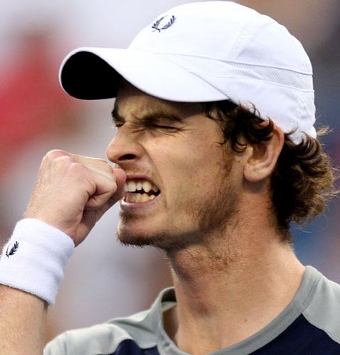 Andy Murray of Great Britain reacts while taking on Juan Martin Del Potro of Argentina during Day 10 of the 2008 U.S. Open at the USTA Billie Jean King National Tennis Center on September 3, 2008 in the Flushing neighborhood of the Queens borough of New York City. 
