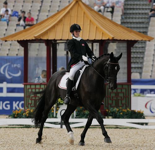 The Para-Equestrian competition of the Beijing 2008 Paralympic Games started Sunday morning in HK. [Xinhua] 