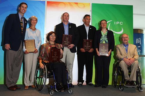 Andre Viger of Canada, Claudia Hengst of Germany, Connie Hansen from Denmar and Kevin McIntosh and Peter Homann from Australia were honored as inductees of the Visa Paralympic Hall of Fame for this year. [Xinhua] 