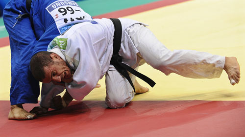 The Men's -66kg Judo final of the Beijing 2008 Paralympic Games took place at the Workers' Gymnasium in Beijing, Sept. 7, 2008. Sidali Lamri of Algeria beat Fujimoto Satoshi of Japan and took the gold medal.