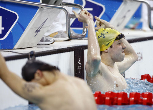 Peter Leek of Australia won the gold medal in the S8 final of Men's 100m Butterfly. 