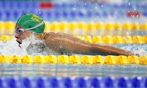 Natalie du Toit of South Africa won the gold medal in the S9 final of Women's 100m Butterfly. 