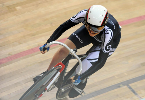 Paula Tesoriero of New Zealand broke the world record and claimed the title of the Women's 500m Time Trial (LC3-4/CP3) of the Beijing 2008 Paralympic Games Track Cycling event with a time of 43.281 seconds on September 8, 2008. [Xinhua]