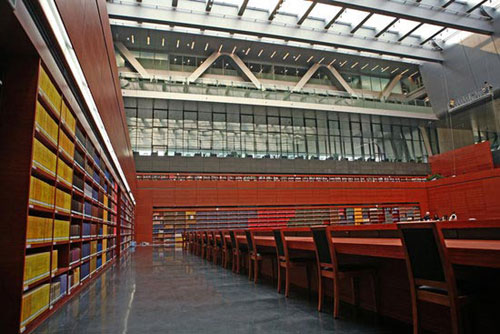 The expanded National Library of China in Beijing as seen in a September 5, 2008 photo. [Photo: China Foto Press]