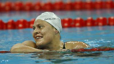 Natalie du Toit of South Africa won the gold medal in the S9 final of Women's 100m Freestyle.