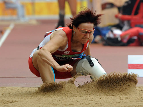 Austria's Andrea Scherney claimed the Women's Long Jump F44 gold medal at the Beijing 2008 Paralympic Games, at the National Stadium, also known as the Bird's Nest, in Beijing, China, on September 9, 2008.