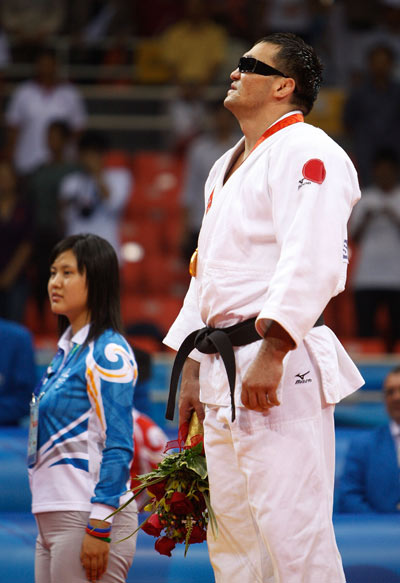 Oleg Kretsul of Russia wins the Men's Judo -90kg gold. Gold medal contests for the Paralympic Judo event were held in Workers' Gymnasium in Beijing on September 9, 2008.