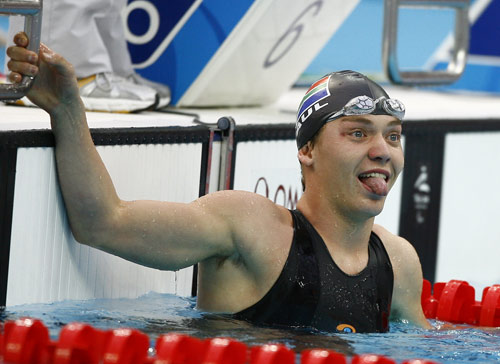 Kevin Paul of South Africa broke the world record and advanced to the Men's 100m Breaststroke SB9 final. The Men's 100m Breaststroke events of the Beijing 2008 Paralympic Games were held at the National Aquatics Center in Beijing on September 10, 2008.