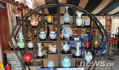 The ceramics exhibition in Jiangxi House. 