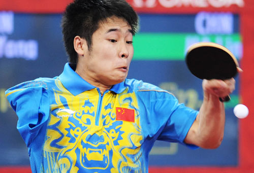 Ma Lin returns the ball. He was beaten by his compatriot Ge Yang at the Men's Individual Class 9-10 of the Beijing 2008 Paralympic Games table tennis event on September 11.