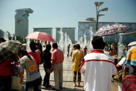 People enjoy themselves aroud the Paralympic venues.  