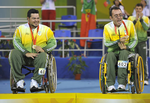 Brazil defeated Portugal 5-2 and claimed the Boccia Mixed Pair BC4 gold medal of the Beijing 2008 Paralympic Games on September 12, 2008. 