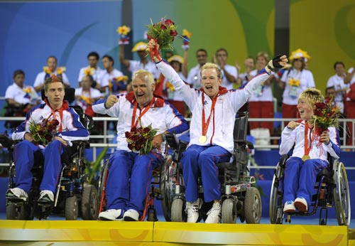 Great Britain beat Portugal 8-4 and claimed the title of the Mixed Team BC1-2 of the Beijing 2008 Paralympic Games Boccia event on September 12, 2008.