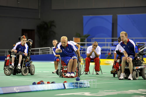 Great Britain beat Portugal 8-4 and claimed the title of the Mixed Team BC1-2 of the Beijing 2008 Paralympic Games Boccia event on September 12, 2008.