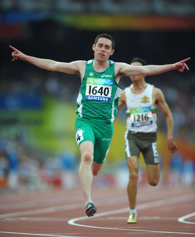 Jason Smyth of Ireland won the gold medal in the Men's 100m T13 final. 