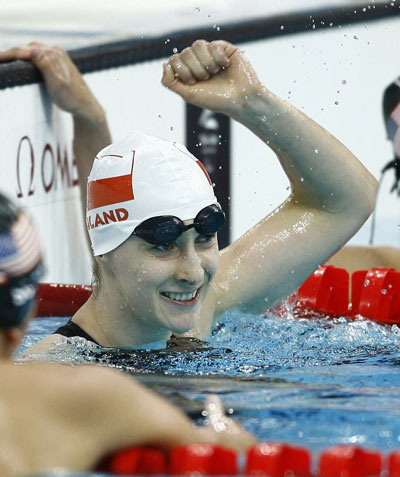Katarzyna Pawlik of Poland wins the gold medal in the S10 final of Women's 400m Freestyle. [Xinhua]