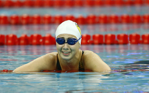 Ganna Ielisavetska of Ukraine wins the S2 gold.[Xinhua]