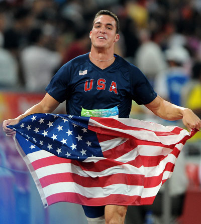 Jeremy Campbell of the United States won the gold of the Men's Discus Throw - F44 event with a result of 55.08 meters at the National Stadium,also known as the Bird's Nest,during the Beijing 2008 Paralympic Games on September 15, 2008.