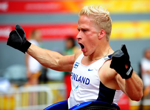 Leo-Pekka Tahti celebrates. [Xinhua]