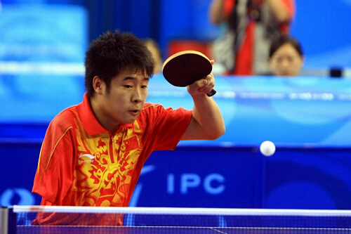 China beat Spain 3-0 in the Men's Table Tennis Team Class 9/10 during the Beijing 2008 Paralympic Games in Beijing on September 16, 2008.