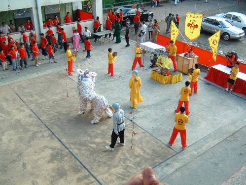 Dragon dance by Chinese boys in the Olympic celebration ceremony