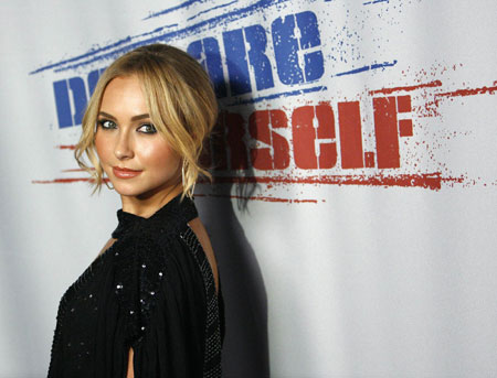 Actress Hayden Panettiere poses at Declare Yourself's 'Last Call' party in Hollywood, California September 24, 2008.