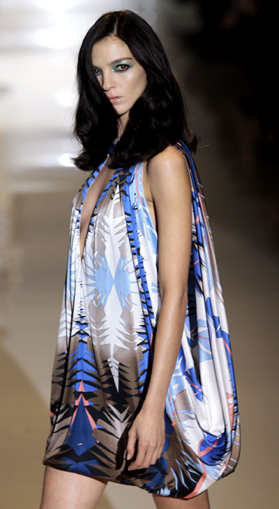 A model displays a creation as part of Gucci Spring/Summer 2009 women's collection during Milan Fashion Week September 24, 2008.