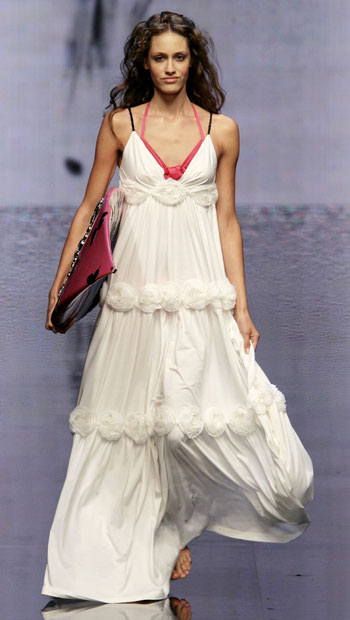  A model displays a creation as part of Kira Plastinina Spring/Summer 2009 women's collection during Milan Fashion Week September 27, 2008.