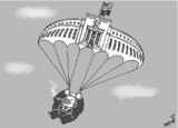 US economy, parachute landing